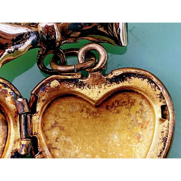 Vintage MOP Shell Sterling 10K GF Heart Locket Brooch - Picture 6 of 12